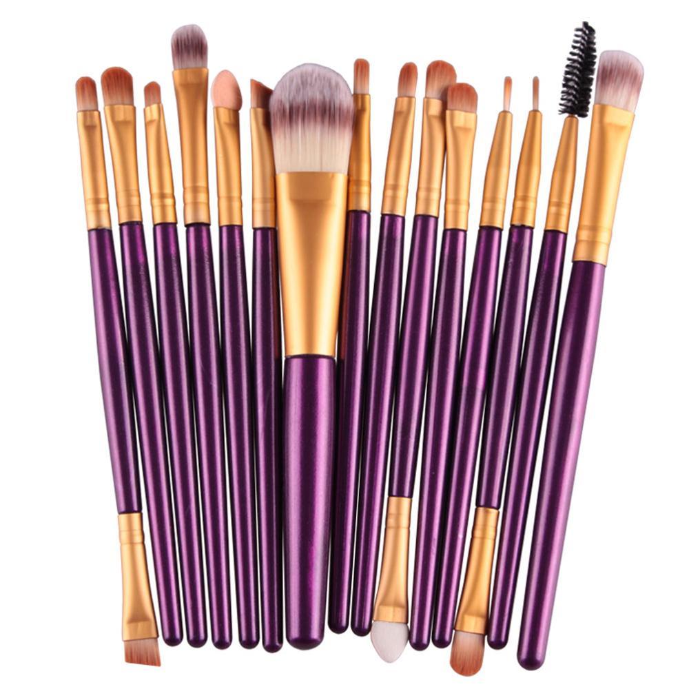 MAANGE 18-Piece Professional Makeup Brush Set with Purple Handles & Gold Accents – Face, Eye, Blending, Foundation, Powder & Beauty Brushes