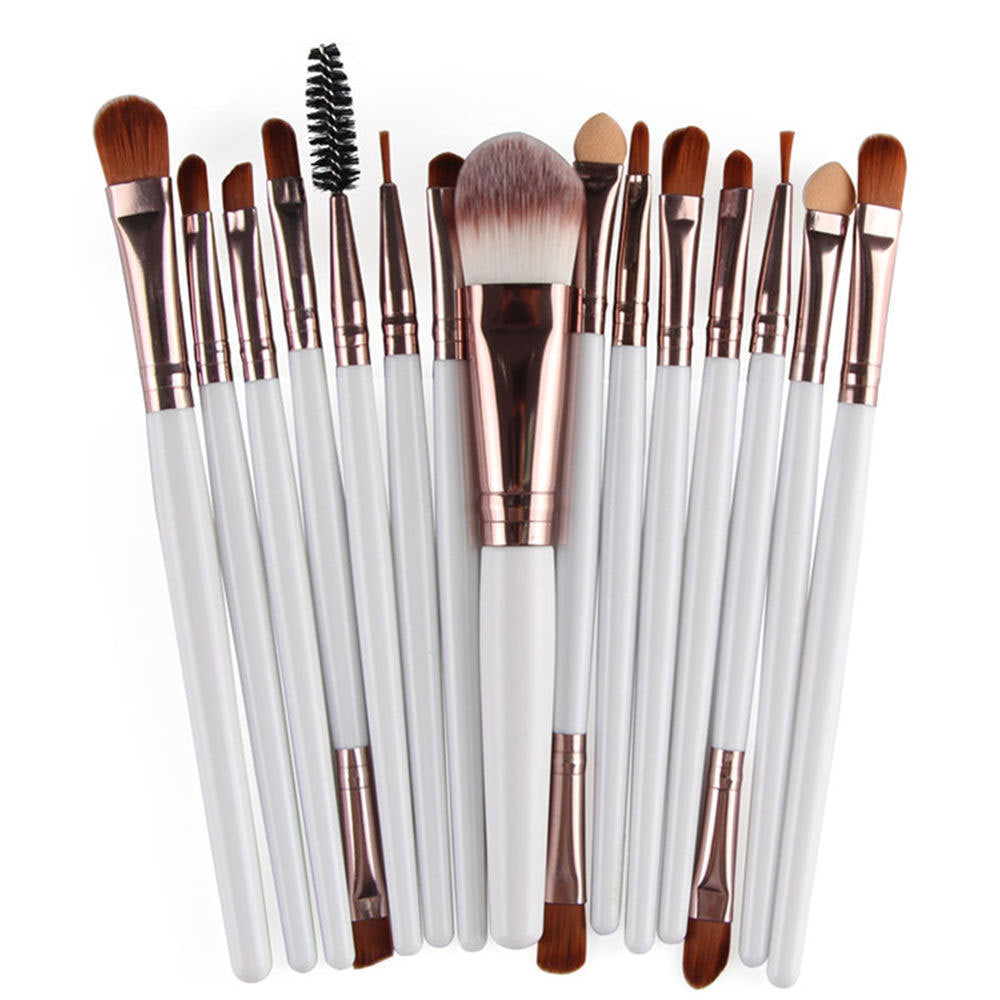 MAANGE 18-Piece Professional Makeup Brush Set with White Handles & Rose Gold Ferrules for Foundation, Blush, Eyeshadow, Brows & Beauty Makeup Application