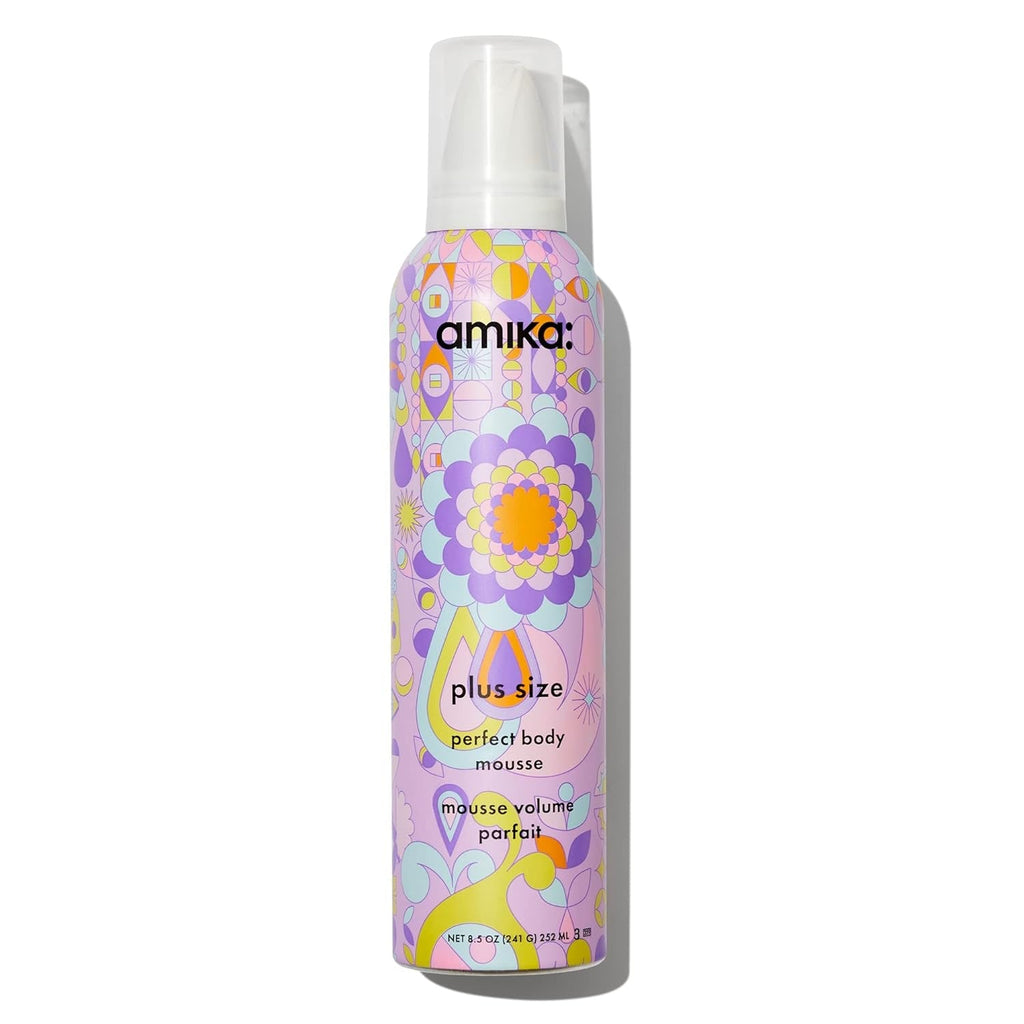 Amika Plus Size Perfect Body Mousse 8.5 oz volumizing hair styling mousse for fuller-looking body, lightweight volume and touchable hold