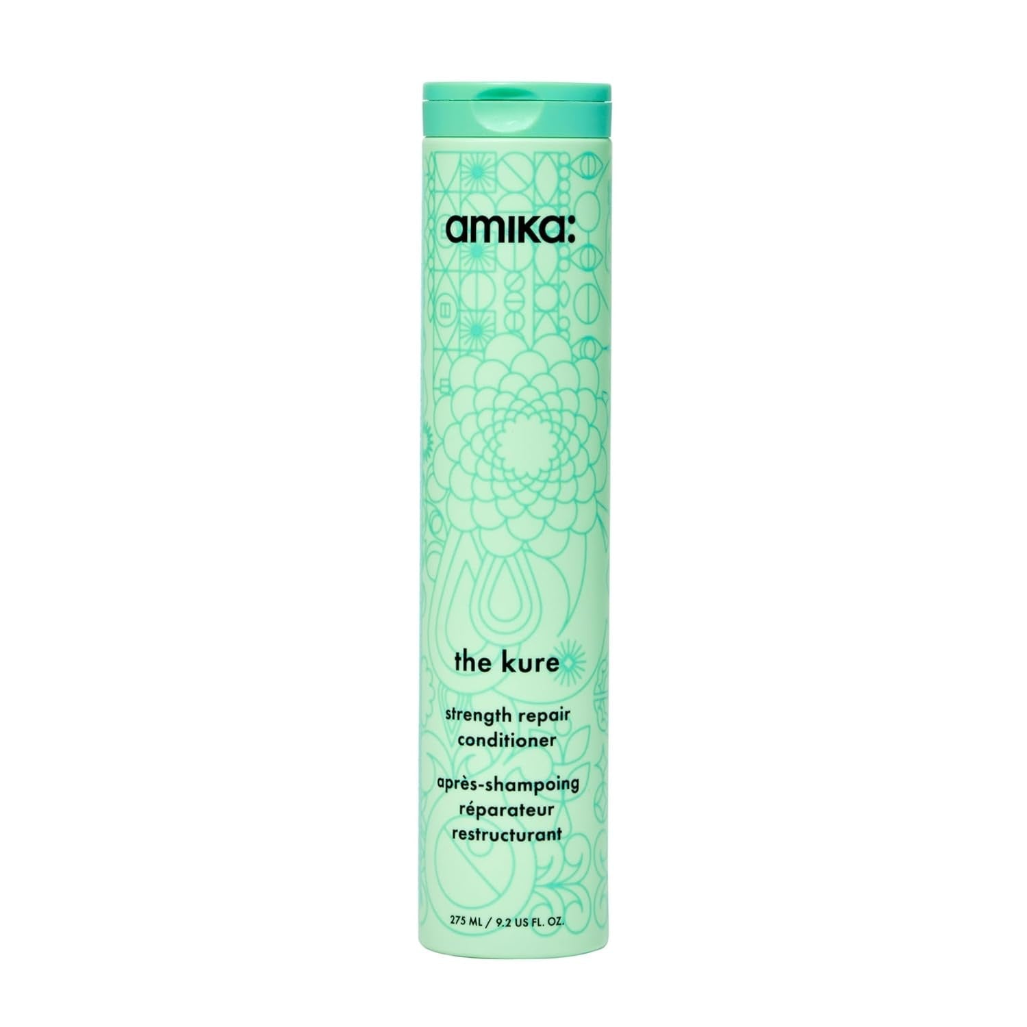 Amika The Kure Strength Repair Conditioner 9.2 oz 275 mL strengthening hair conditioner for damaged, dry and breakage-prone hair in mint green bottle
