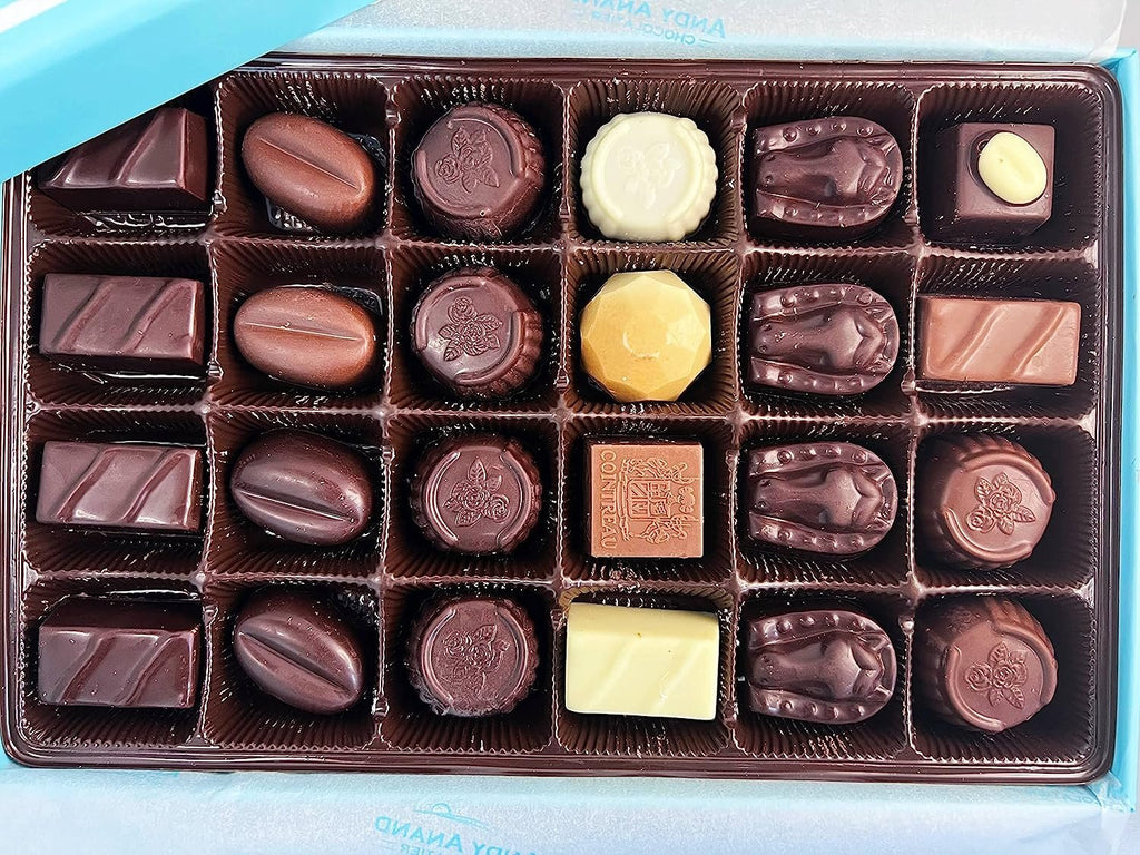 Andy Anand Belgian Sugar Free Chocolate Truffles Gift Box – 48 Pc Handcrafted, Gluten-Free, Diabetic-Friendly European Chocolate, 60% Chocolate (Cocoa Butter)