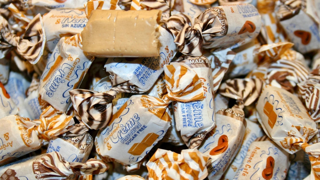 Andy Anand 33 pcs Sugar Free Cream Toffees trio of Caramel, Chocolate & Coffee, Sugar Free Creamy Taffy Candy for Diabetics - A Delicious and Healthy Treat 7 Oz
