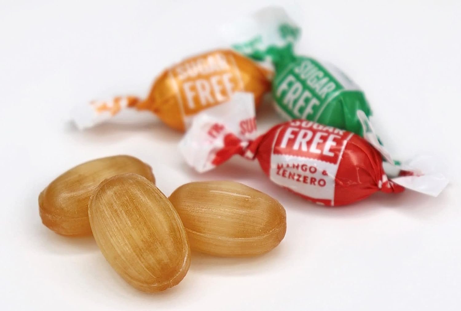 Andy Anand 55 Pc Sugar Free Ginger Candy with great tasting 3 Flavors Orange, Mango & Lemon Made In Italy, Imported Sugar Free Hard Candy - Delicious and Healthy 7 Oz