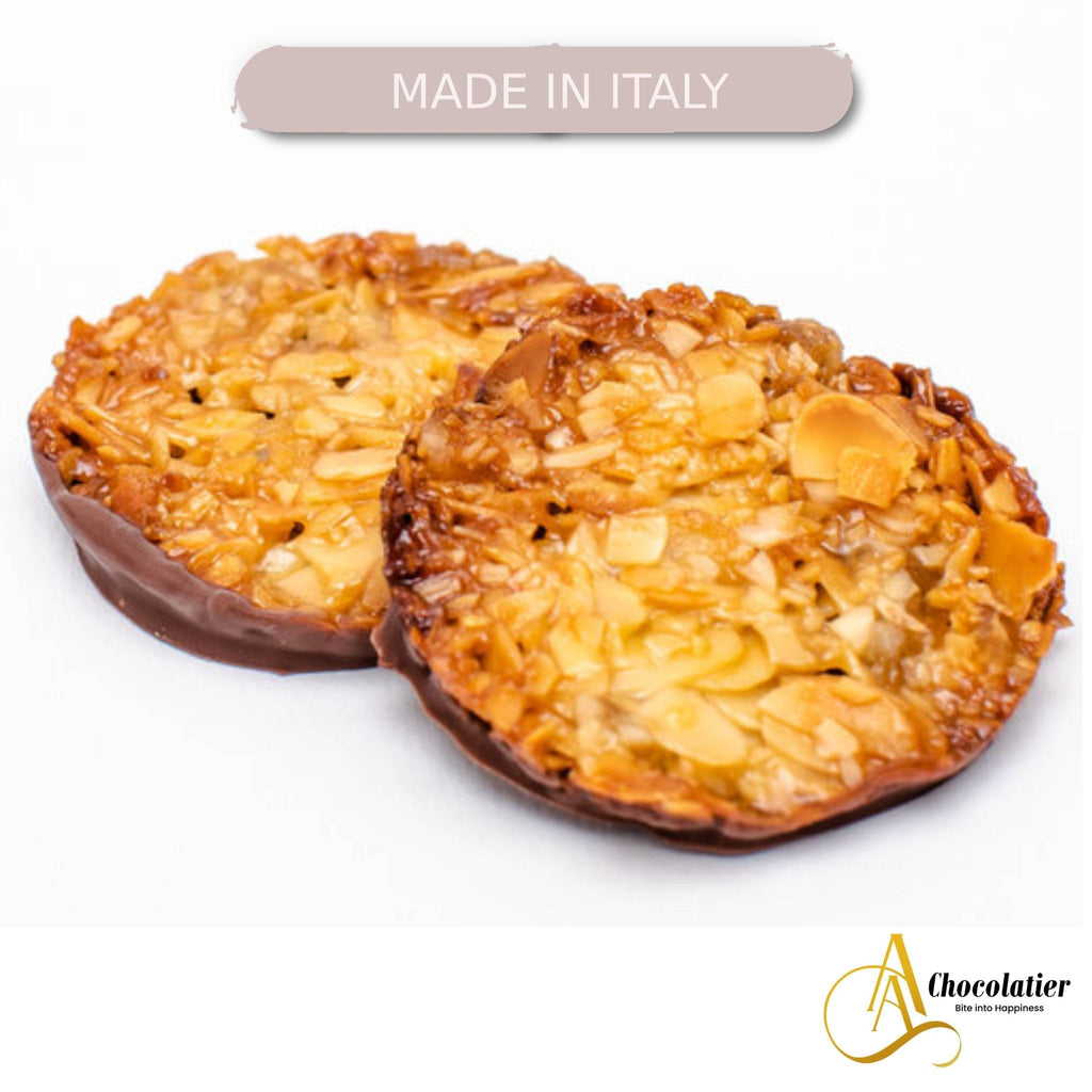 Andy Anand Dark Chocolate Florentine Biscuit Cookies Orange Almond 24 Pcs Imported from France, Candy