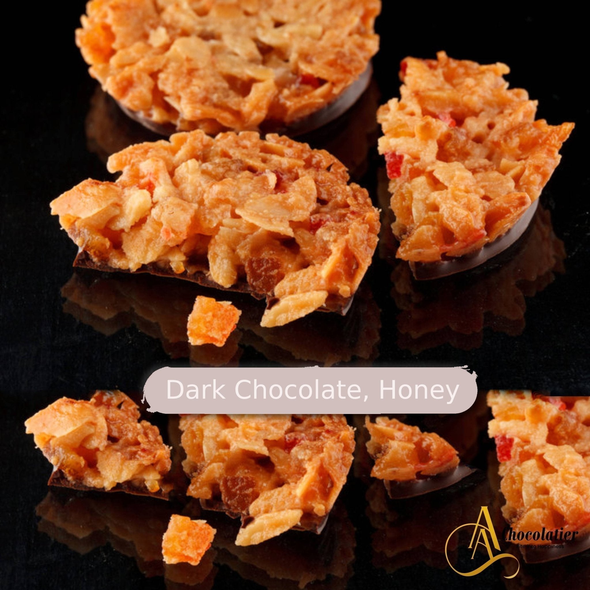 Andy Anand Dark Chocolate Florentine Biscuit Cookies Orange Almond 24 Pcs Imported from France, Candy
