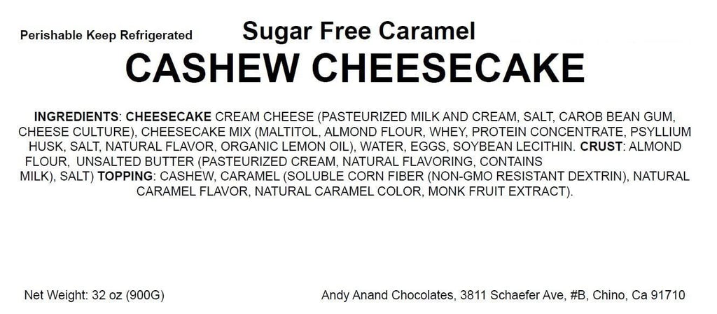 Andy Anand Gluten Free Sugar Free Caramel Cashew Cheesecake 9"- Delicious-Decadent Guilt-Free Treat" Best Cheese Cake Near Me For Celebrations & Delicious Diabetic Dessert (2.6 lbs)