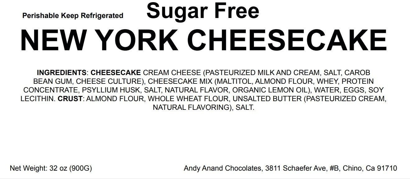Andy Anand's Sugar Free New York Cheesecake 9" | Diabetic-Friendly, No Chemicals, Best Cheese Cake Near Me For Celebrations & Dessert Lovers (2 lbs)