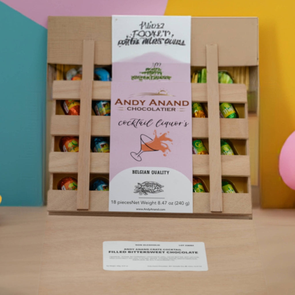 Andy Anand European Cocktail Flavored Dark Chocolate Bottles – 18 Pc Vegan 60% Cocoa (Mojito, Limoncello, Gin Tonic), 11.5 Oz Gift Box