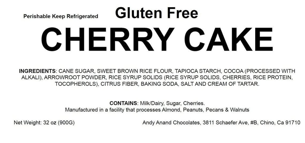 Andy Anand Gluten Free Cherry Cake 9" - Amazing-Delicious-Decadent Indulge in Freshly Baked Cakes From Bakery (2.9 lbs)