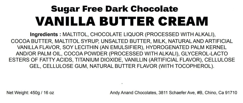 Andy Anand Sugar Free Vanilla Butter Cream Chocolate 25 pcs "Indulge in Rich Dark Chocolate Delights" Dark Chocolate No Sugar Added - A Delicious and Healthy Option
