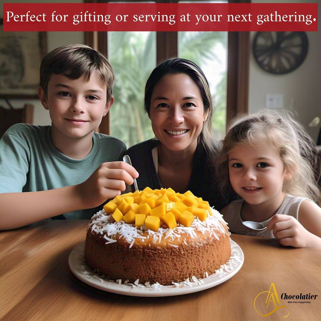 ANDY ANAND CHOCOLATIER Sugar Free Mango Coconut Cake, Enjoy the Amazing Taste of a Classic Cake Without the Sugar, Dunked in Fresh Mango Puree, Traditional Recipe and Perfect for Guilt Free Celebrations (2.5 lb)