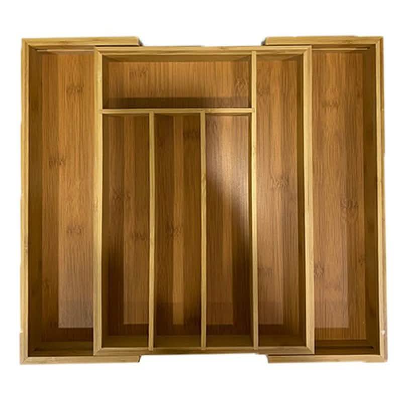 Wooden kitchen cabinet with open drawers on a white background Bamboo Kitchen Drawer Organizer