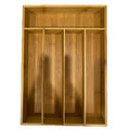 Wooden drawer organizer with compartments on a white background Bamboo Kitchen Drawer Organizer