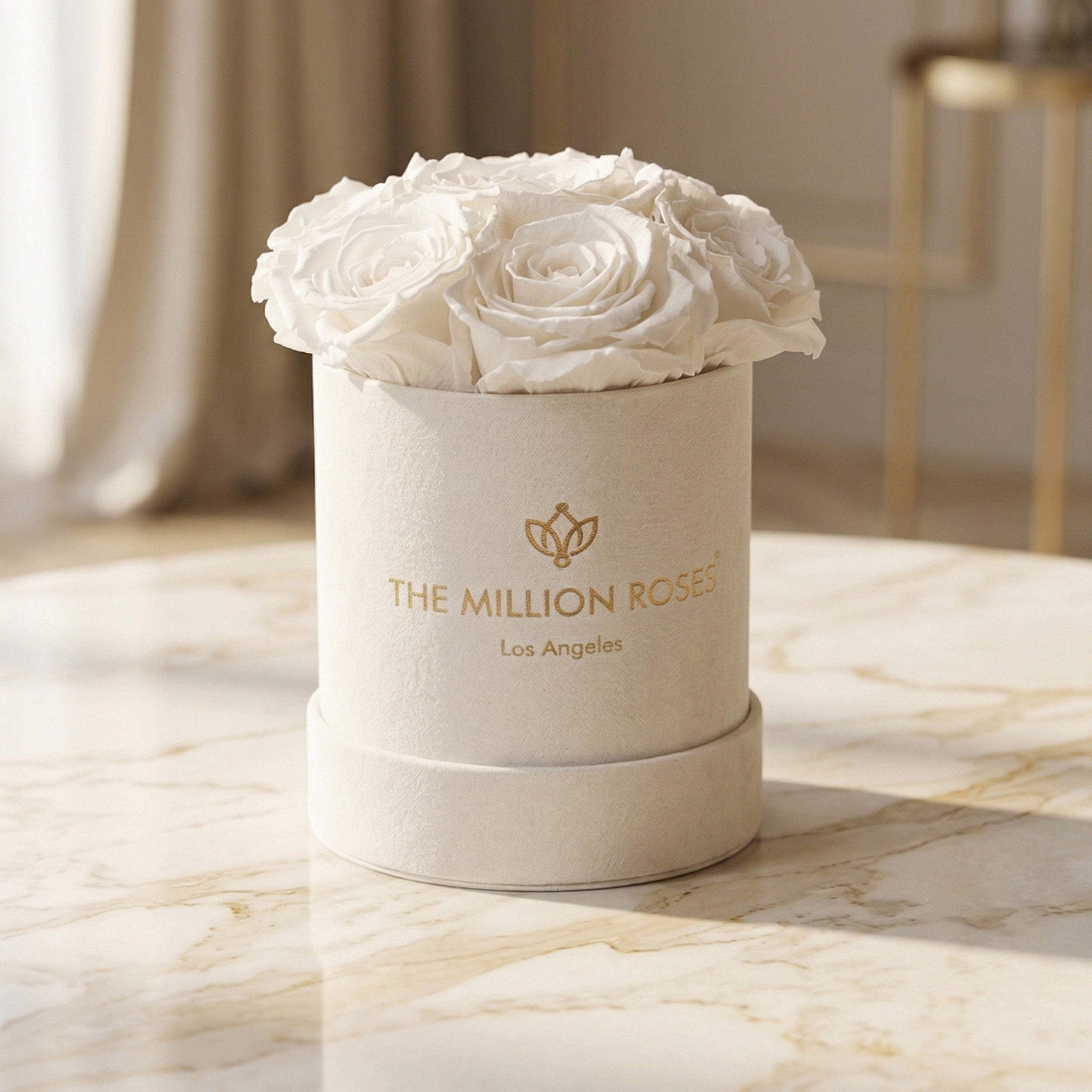 Essence Beige Suede Box | White Roses