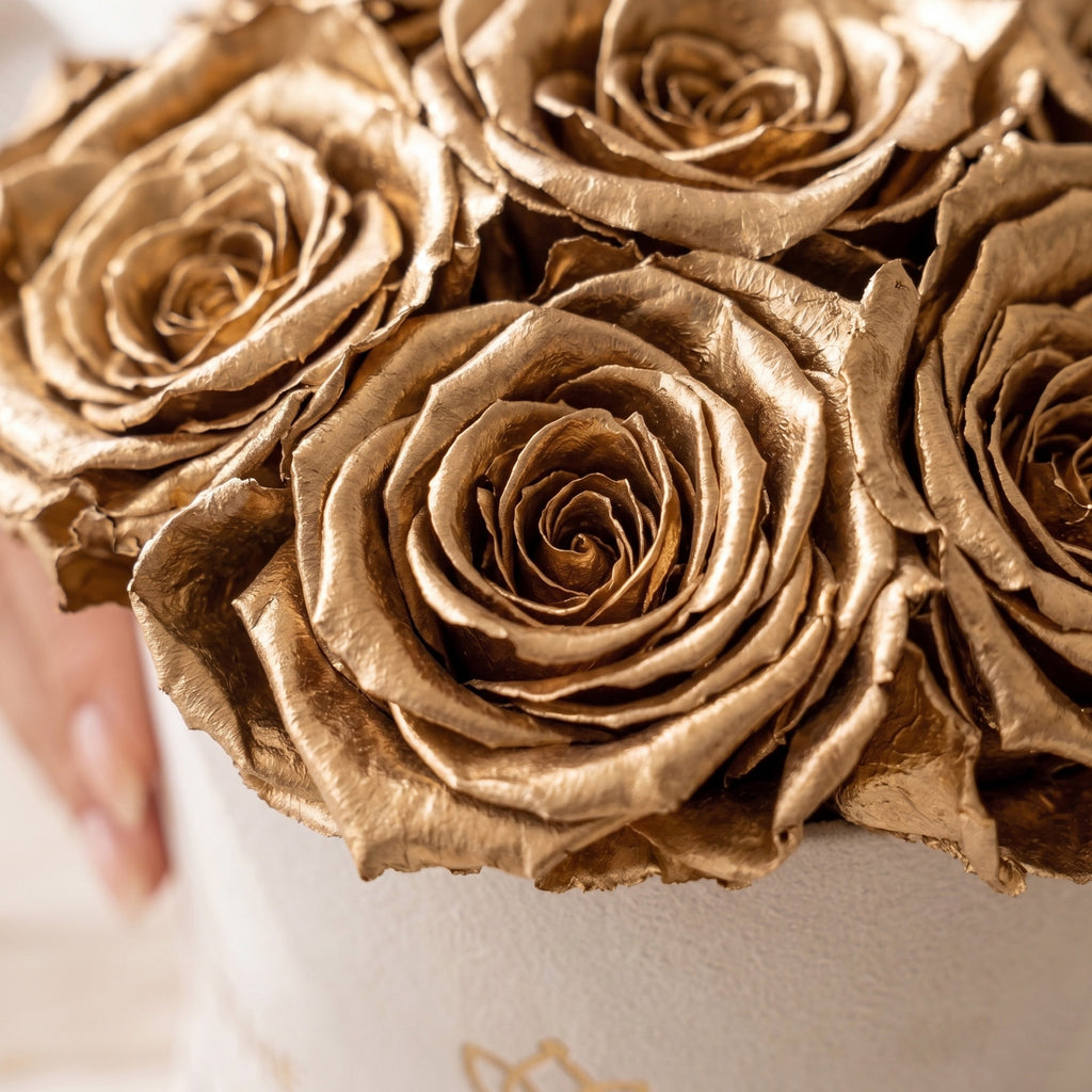 Essence Beige Suede Box | Gold Roses