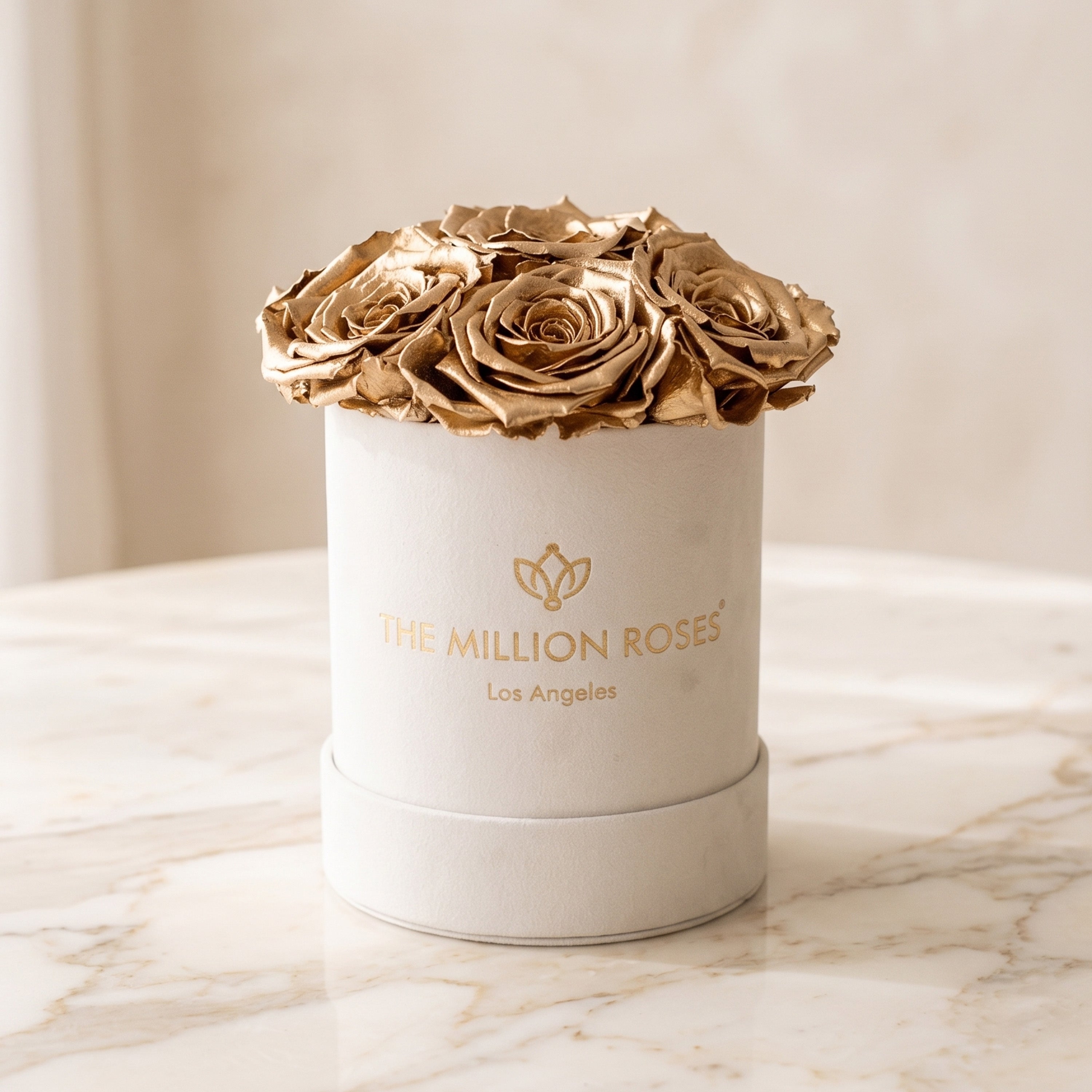 Essence Beige Suede Box | Gold Roses
