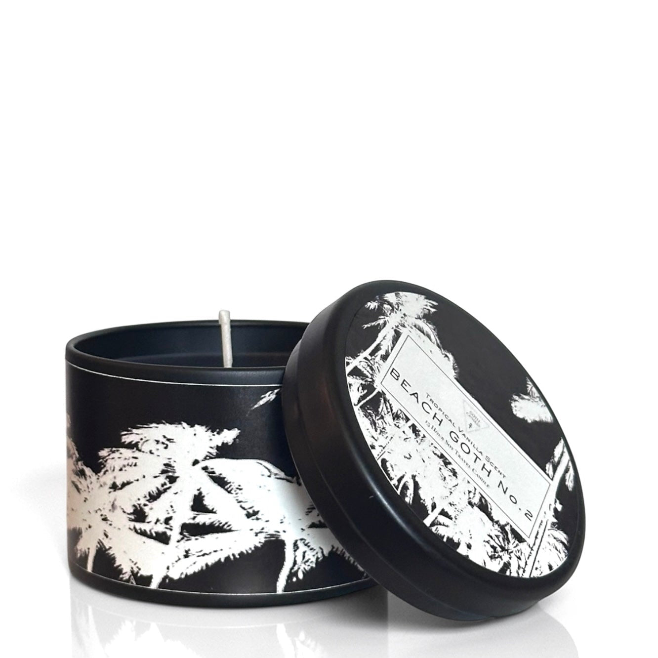 Tropical Vanilla Travel Soy Candle – Beach Goth #2 – Goth Candles 4oz Tin
