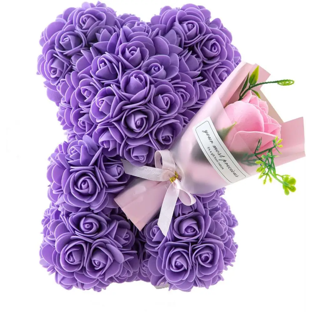 Blue Rose Bear Preserved Rose Flower Gift Box