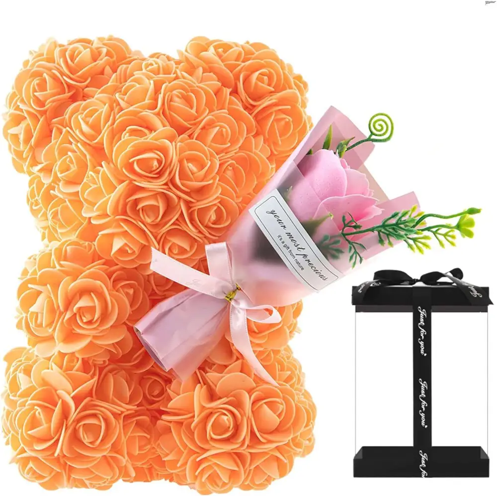 Blue Rose Bear Preserved Rose Flower Gift Box