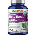 NusaPure USDA Organic Holy Basil Capsules 20:1 Extract, 350 mg 150 Vegan Caps Tulsi Holy Basil Leaf Extract 2.5% Ursolic Acid Non-GMO