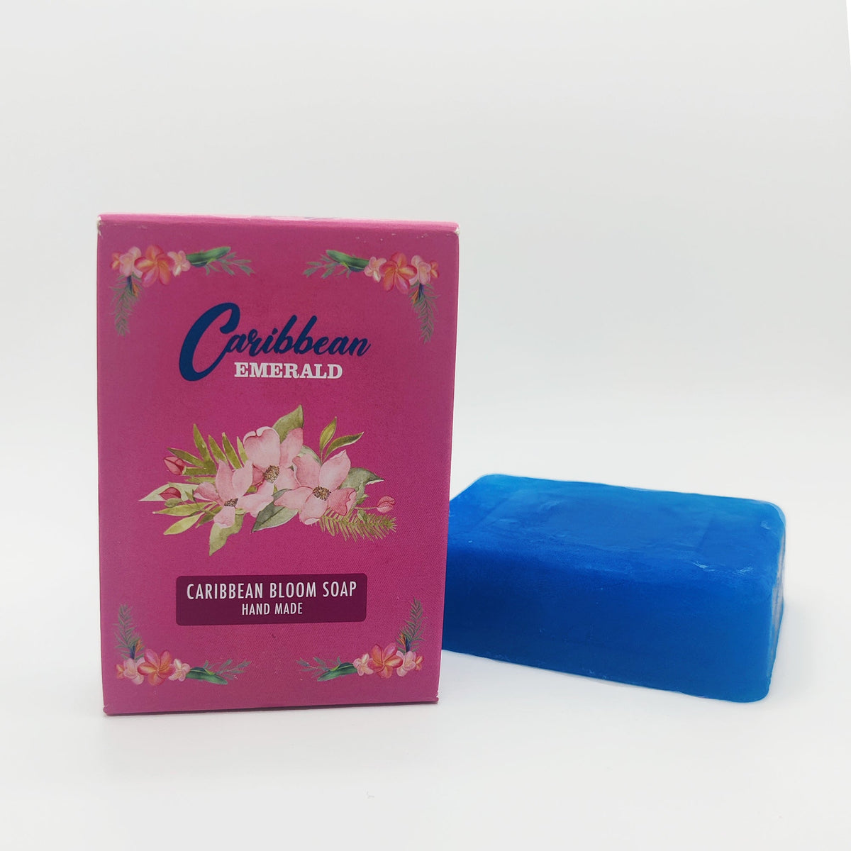 Caribbean Emerald Caribbean Bloom handmade blue bar soap from Sint Maarten, featuring a tropical island-inspired bath and body cleansing experience.