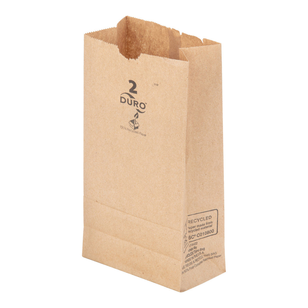 Duro 2 lb Kraft Grocery Bag 30# Recycled Paper (QTY 500), SKU 18402
