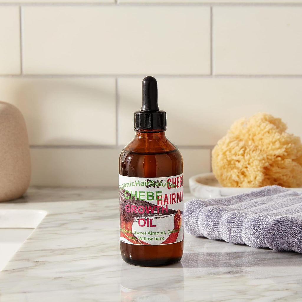 Chebe Hair Growth Oil  with Castor Oil-peppermint- Tea Tree-Willow Bark-Sweet almond oil, Grape Seed Oil, Herbal Hair Mix