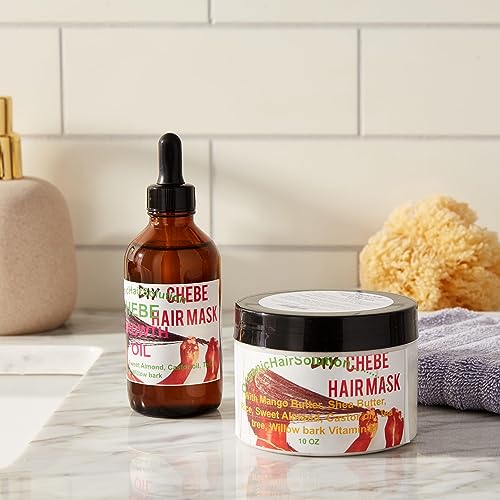 CHEBE Hair Growth Thicker Bundle  -2in 1-Oil & Hair Mask-Hair Thickening- Willow bark oil- Castor Oil- Mango Butter-Tea Tree-Willow Bark