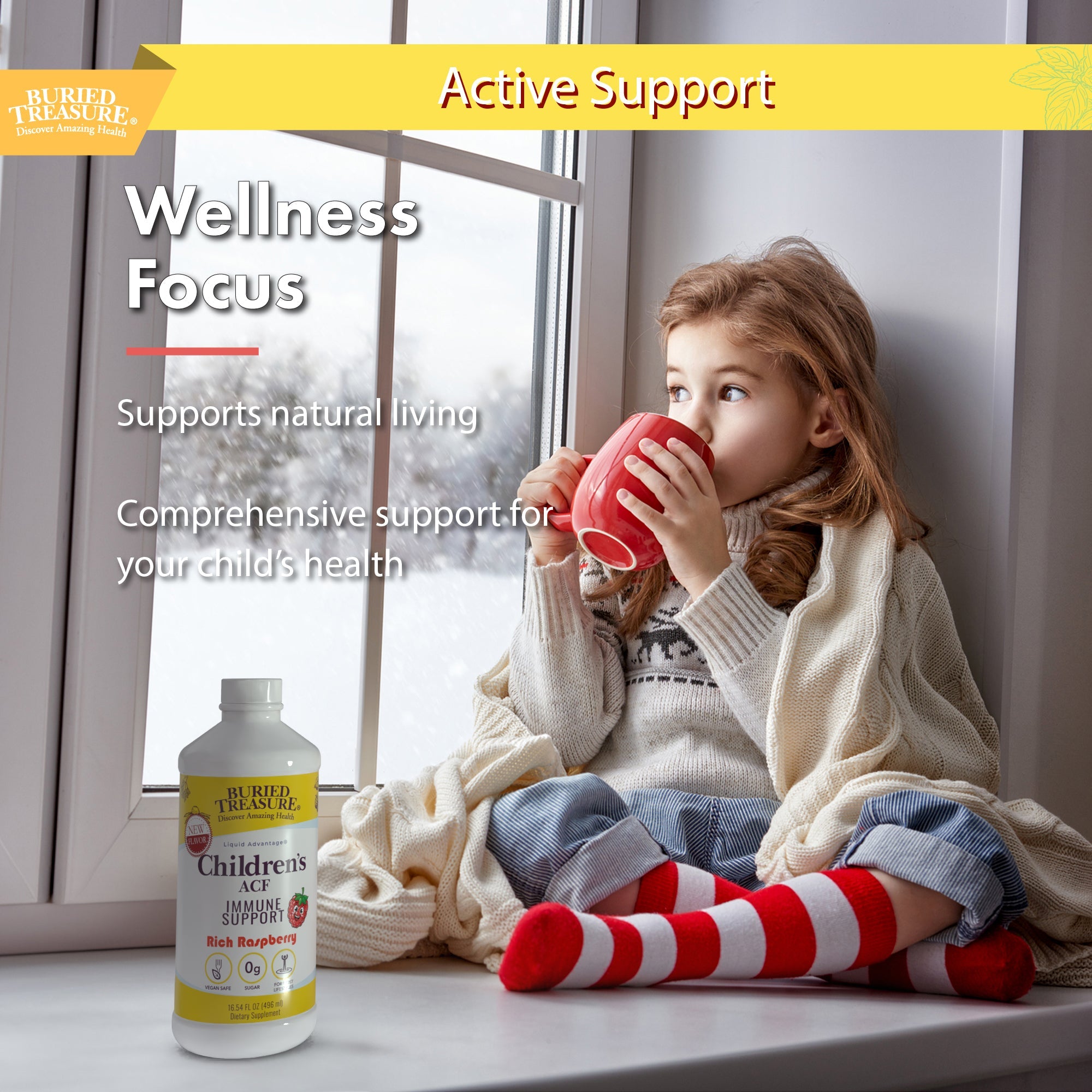 Buried Treasure Liquid Nutrients® ACF Children’s – Liquid Immune Support for Children | Raspberry Flavor | Sugar-Free