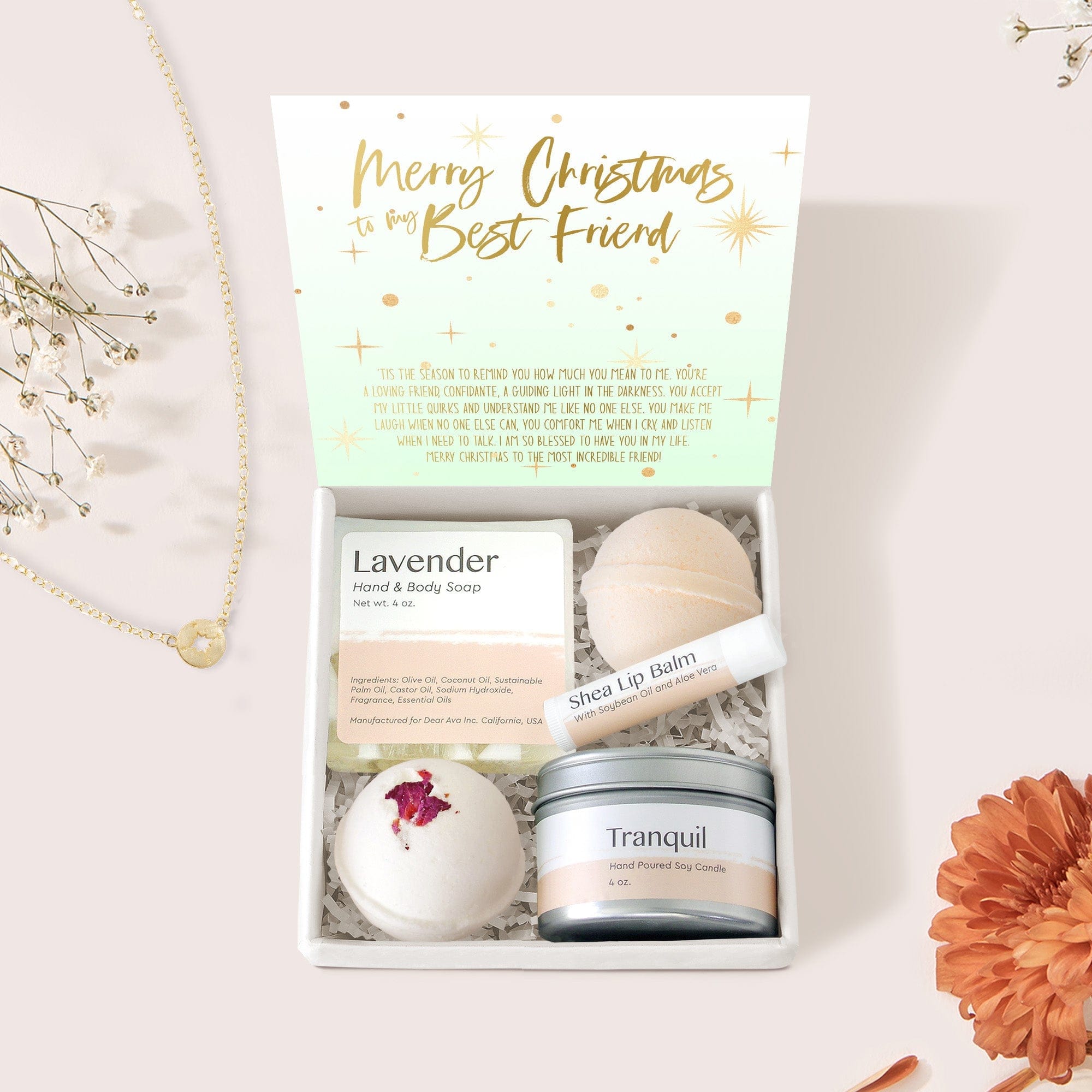 Christmas Gift for Best Friend Compass Necklace Gift Box Set