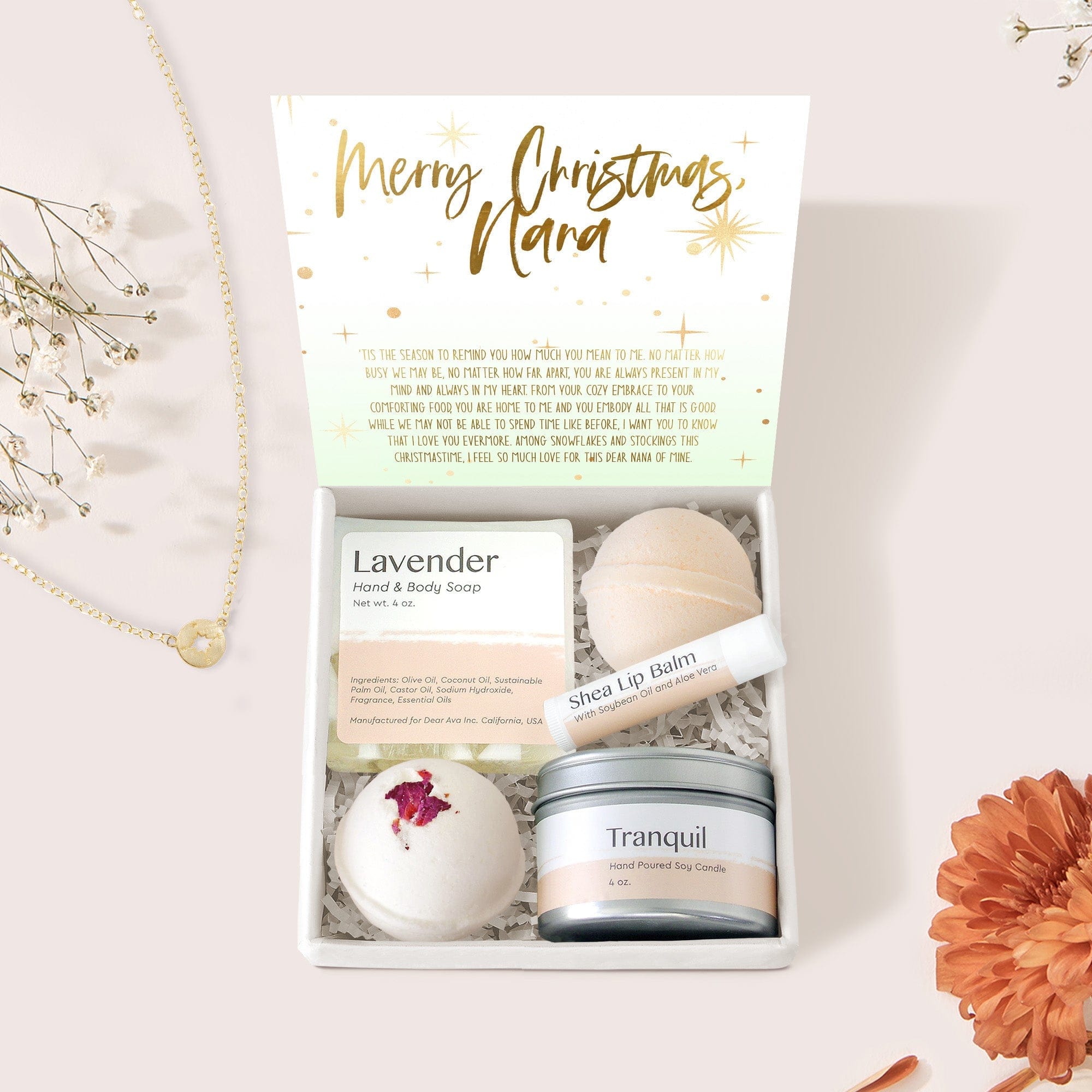 Christmas Gift For Nana Compass Necklace Gift Box Set