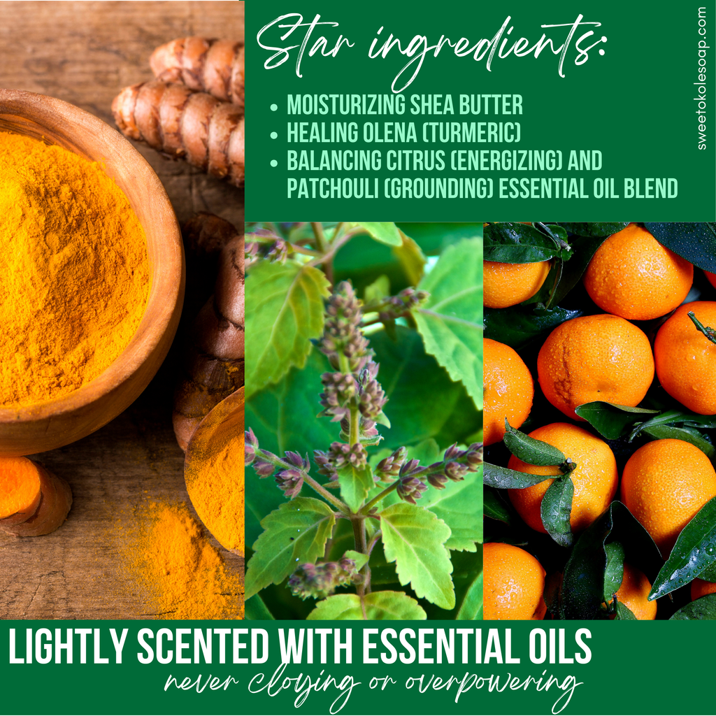 Essential Oil Conditioner Bar - Citrus Patchouli with Olena (Turmeric)