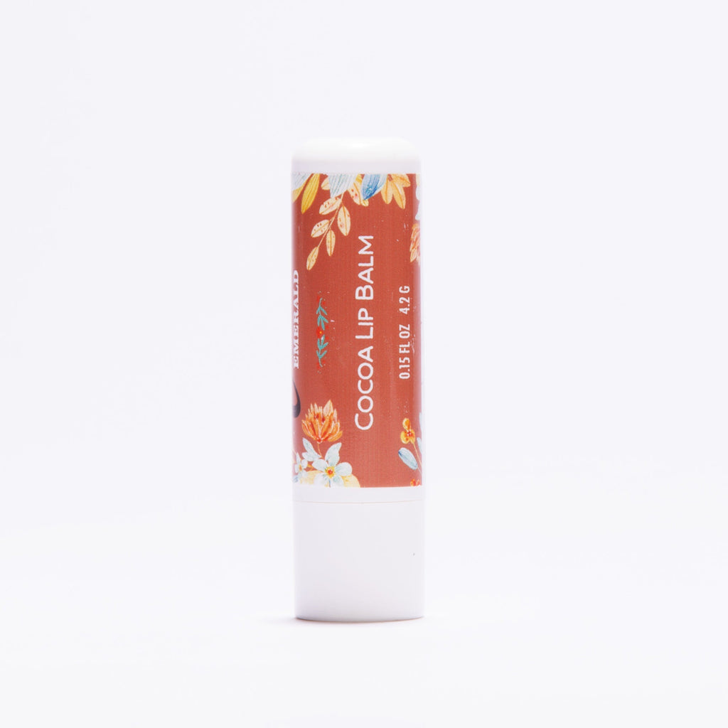 Caribbean Emerald Cocoa Lip Balm natural moisturizing lip care with cocoa-inspired botanical packaging, nourishing hydrating lip balm for soft smooth lips, clean beauty daily skincare essential, 0.15 fl oz 4.2 g