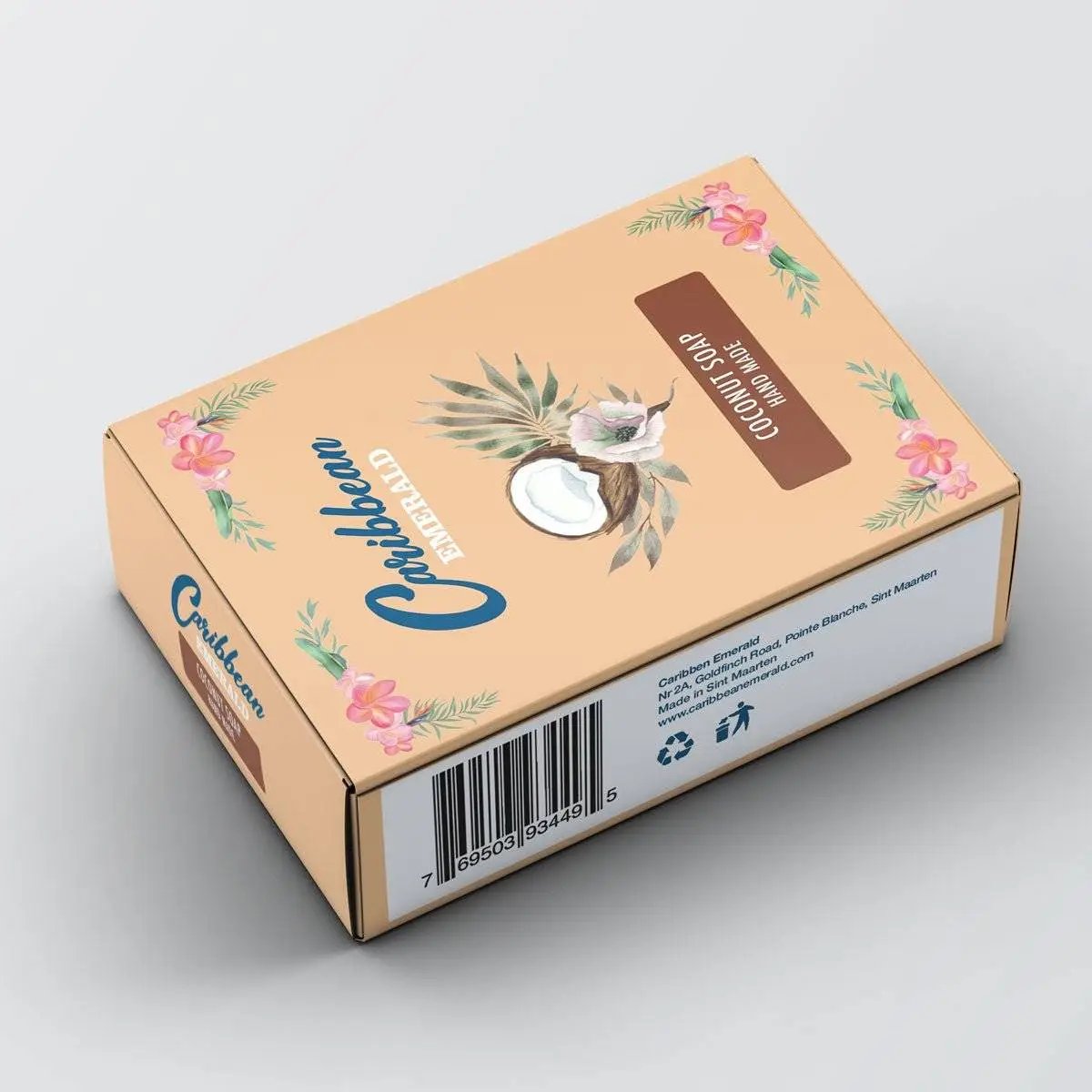 Caribbean Emerald Coconut Soap from Sint Maarten, handmade tropical coconut bar soap for gentle cleansing, moisturizing skincare, bath and body care, Caribbean island beauty, natural-inspired self-care and gift giving