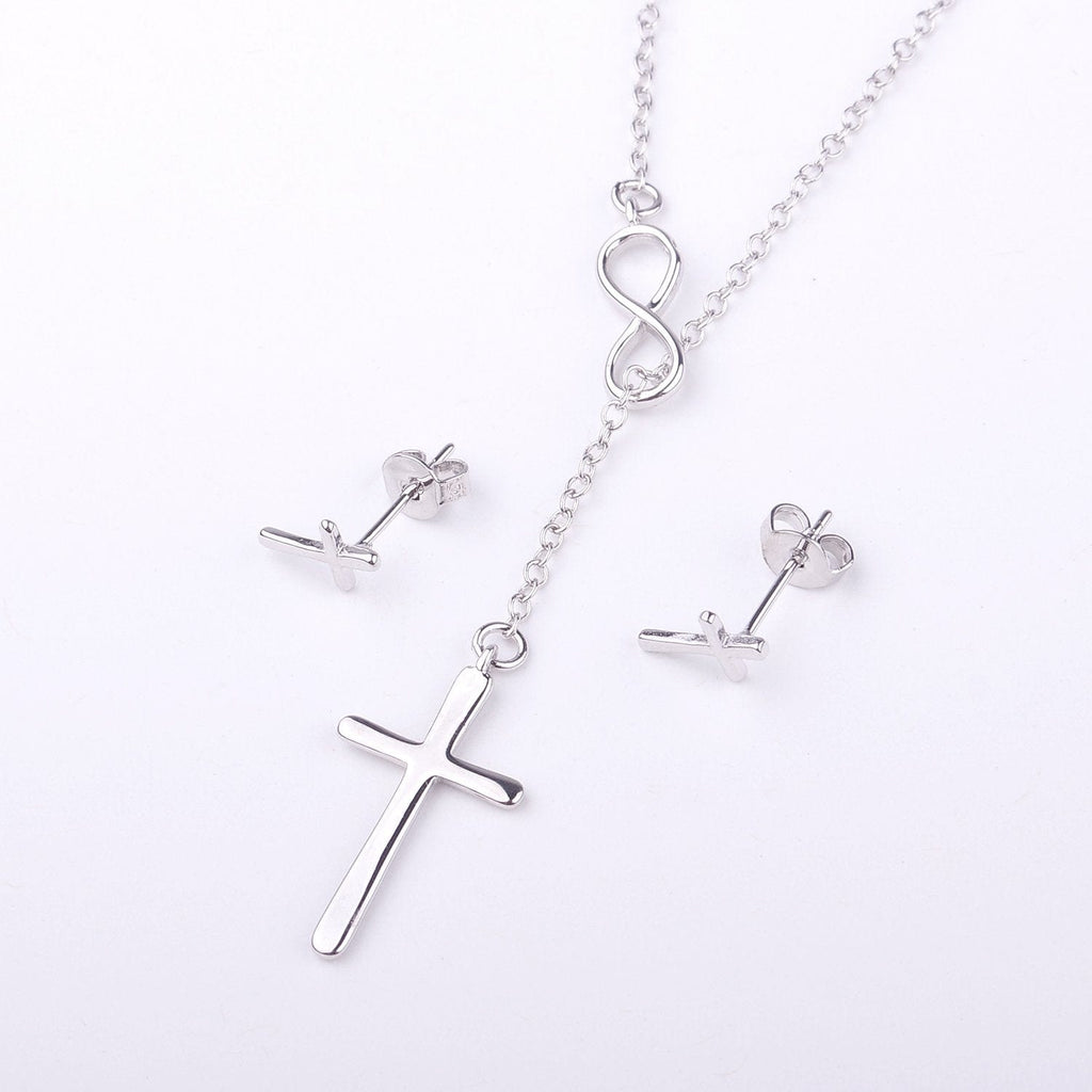 Confirmation Sponsor Cross earring and Necklace Set Jewelry Set
