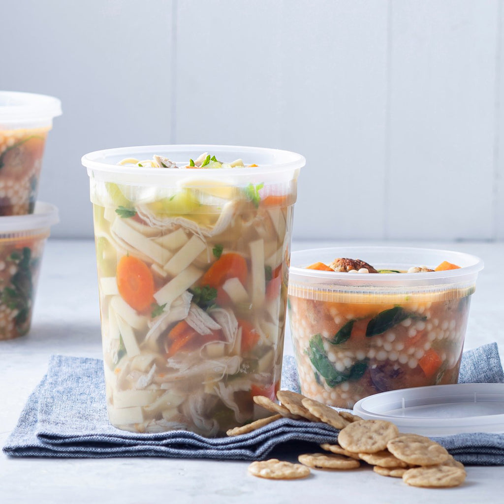 Newspring DELItainer 32 oz Deli Cup & Lid Combo Pack, Clear Polypropylene, Leak-Resistant (QTY 240), SKU YSD2532