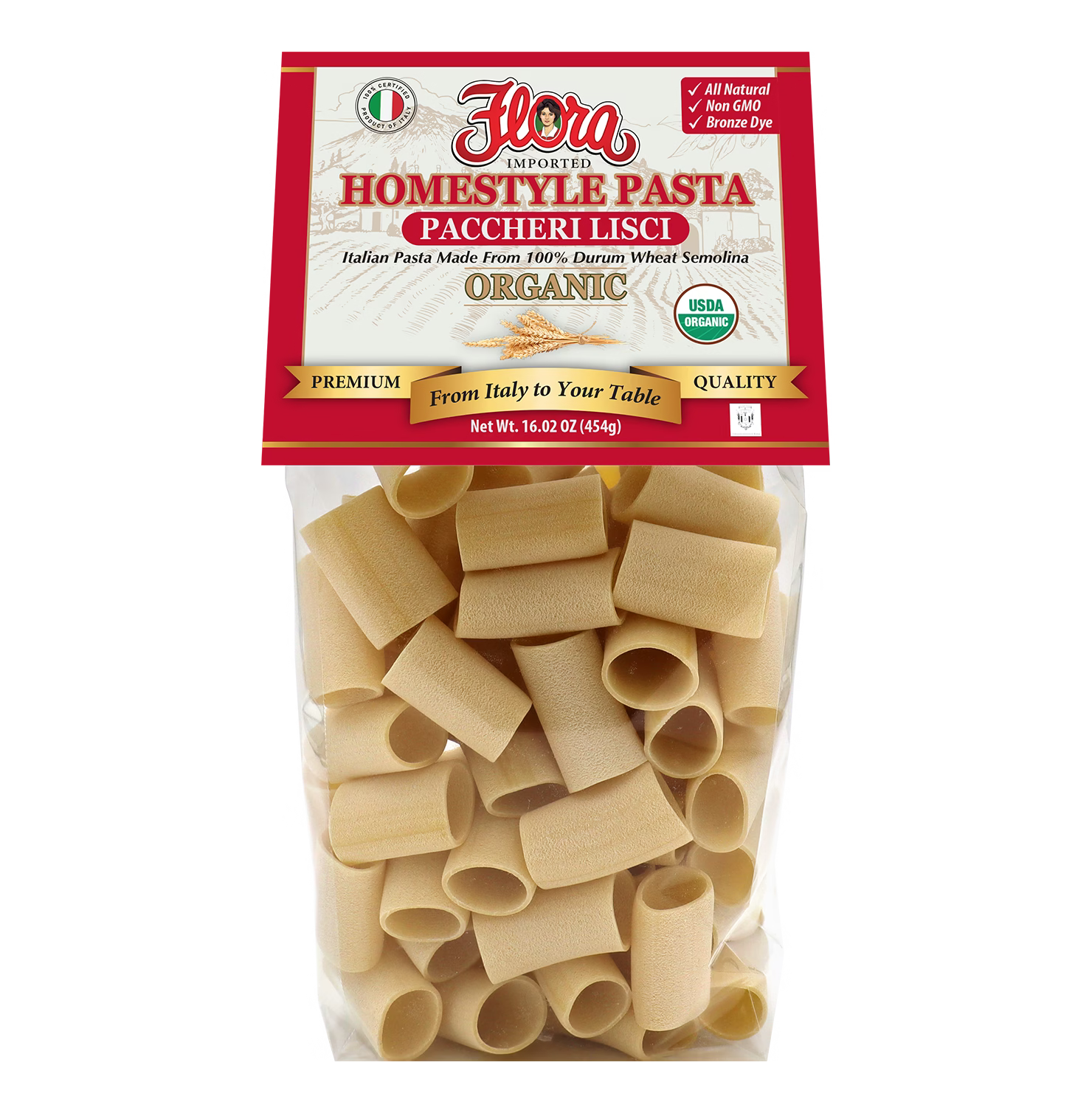 Homestyle Paccheri Lisci Pasta - Organic - 16.02 oz