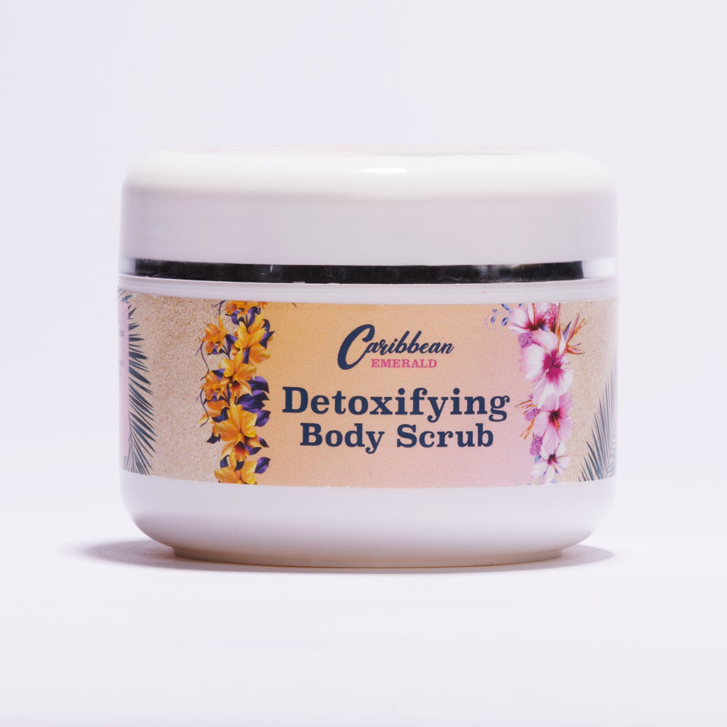 Caribbean Emerald Detoxifying Body Scrub with Magnesium Sulfate Epsom Salt, natural exfoliating body scrub and skin care treatment from Sint Maarten Caribbean