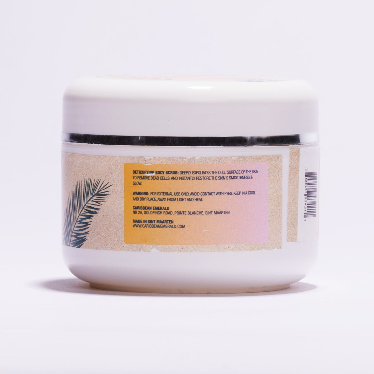 Caribbean Emerald Detoxifying Body Scrub with Magnesium Sulfate Epsom Salt, natural exfoliating skincare treatment for smooth glowing skin, made in Sint Maarten Caribbean