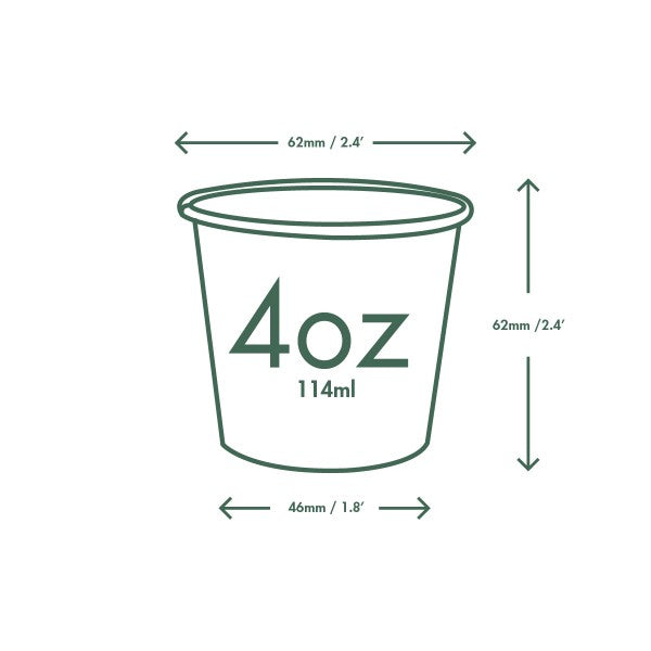 Vegware 4oz White Hot Cup 62-Series Compostable (QTY 1000), SKU LV-4G