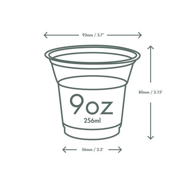Vegware 9 oz PLA Cold Cup, 96-Series (QTY 1000), SKU R300S-G