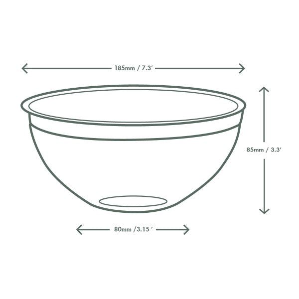 Vegware 32 oz PLA Salad Bowl, 185-Series, Clear (QTY 300), SKU RB-32