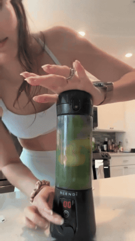 Pro+ 17oz portable ice-crushing blender with travel cup, powerful blades and compact design for smoothies, shakes, juices and frozen drinks.