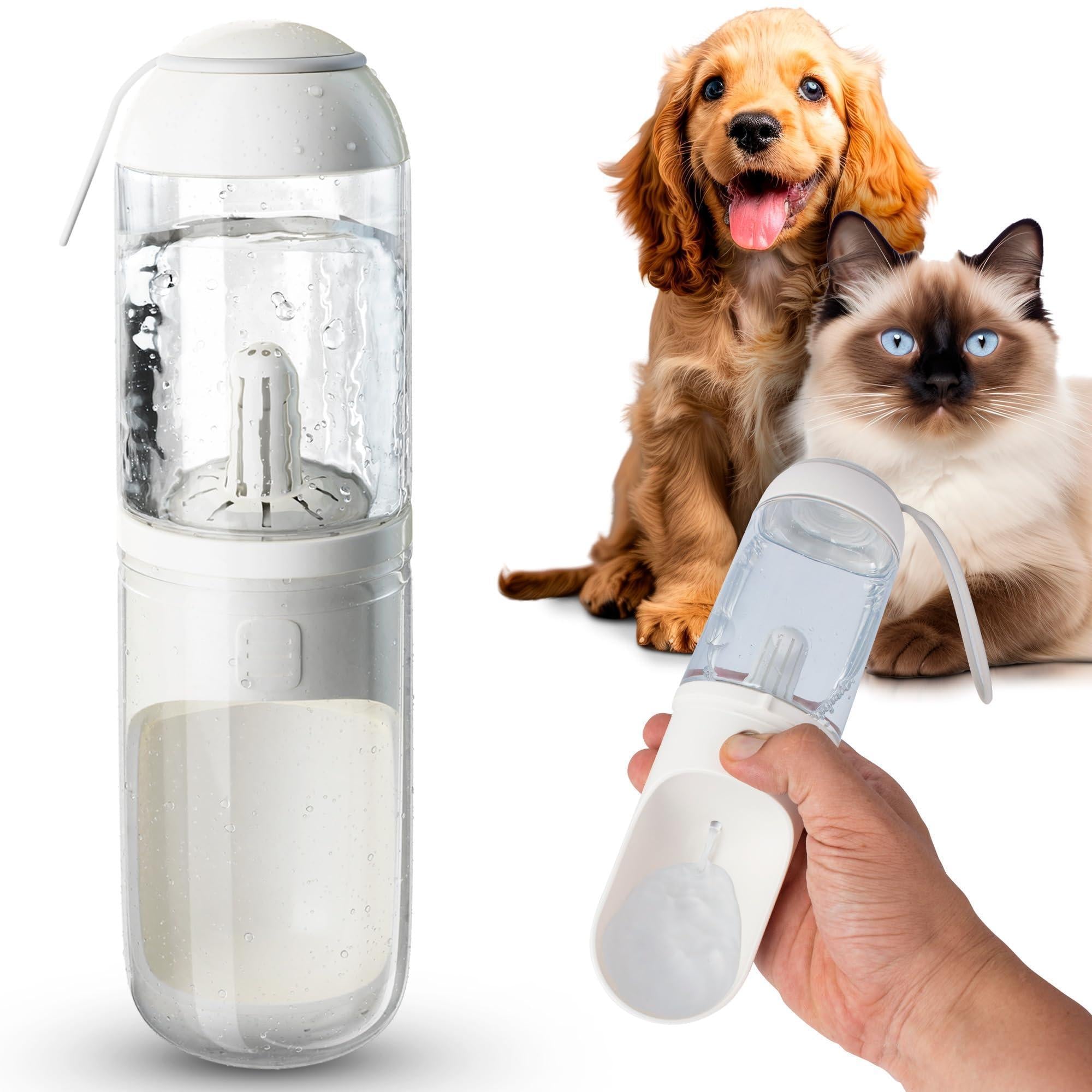 Portable Dog Water Bottle Dispenser 12 oz Silicone Strap & Filter
