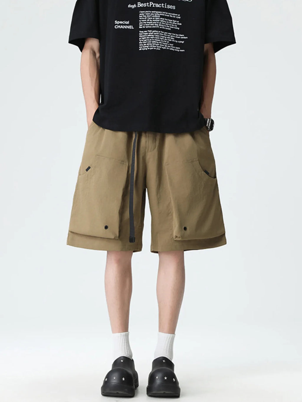 Men's Plus Size Drawstring Cargo Shorts