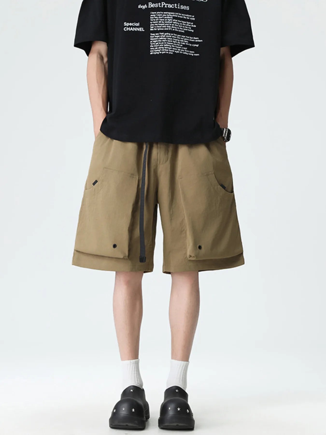 Men's Plus Size Drawstring Cargo Shorts