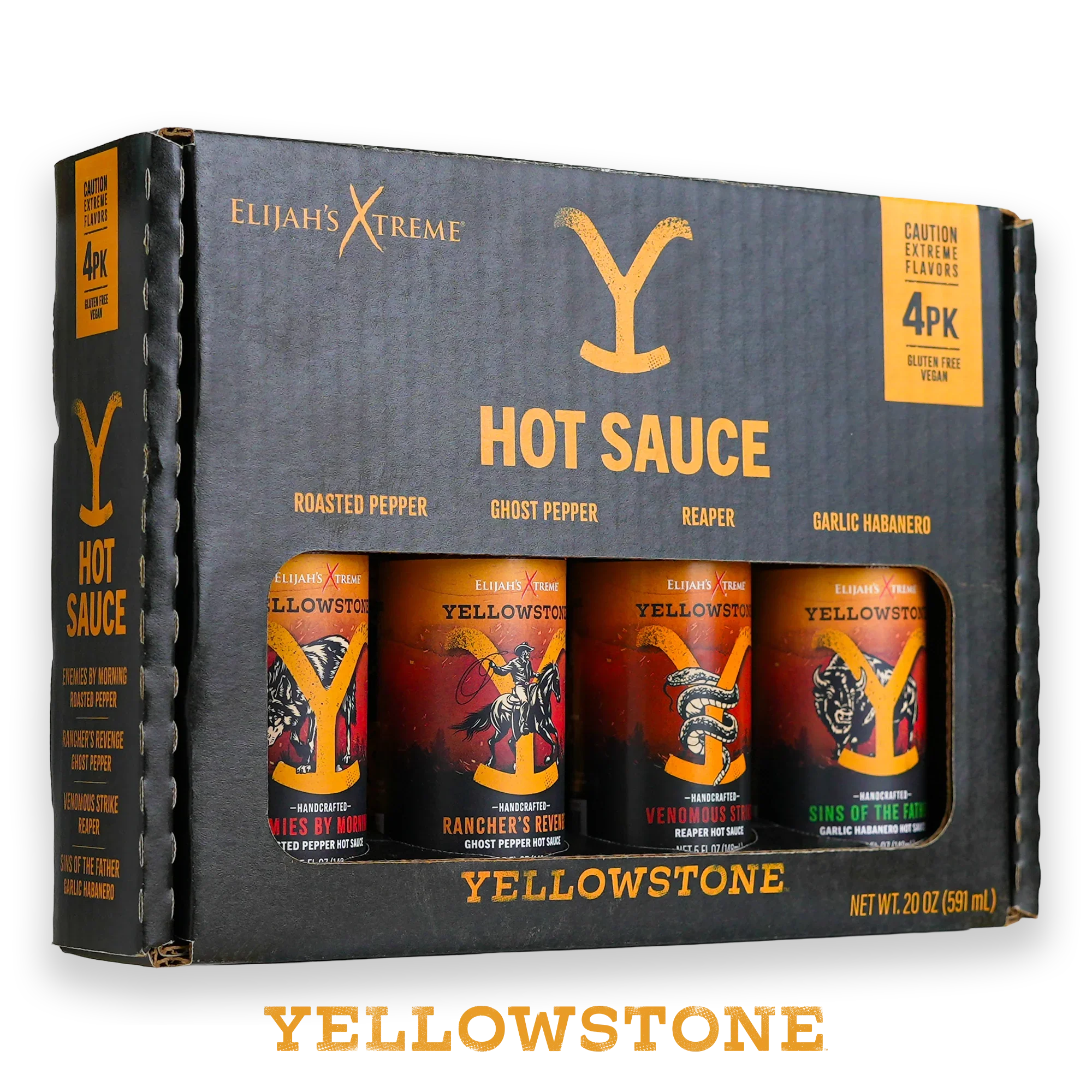 Yellowstone Hot Sauce Variety Pack 4 Bottles