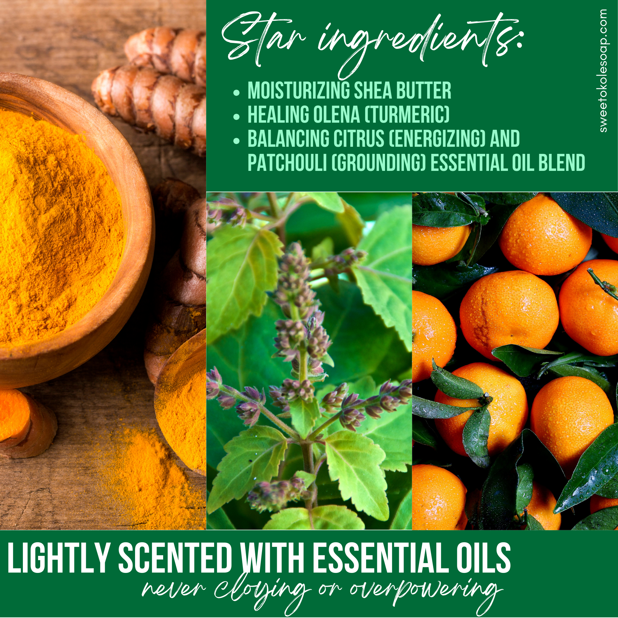 Essential Oil Shampoo Bar, Citrus Patchouli with Olena (Turmeric)
