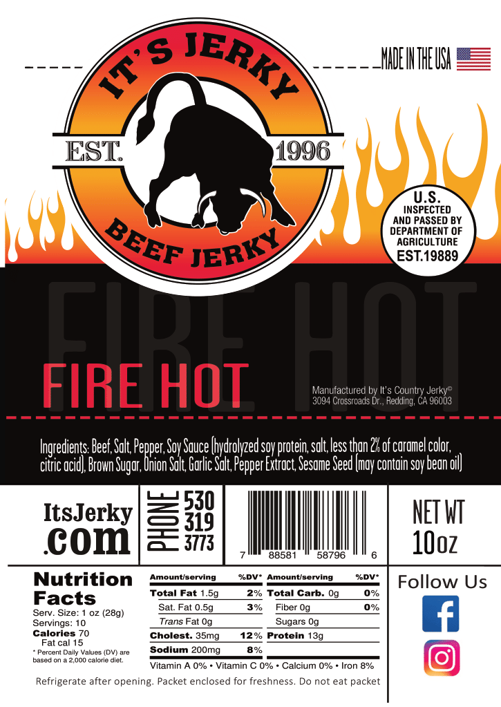Fire Hot Beef Jerky 10oz
