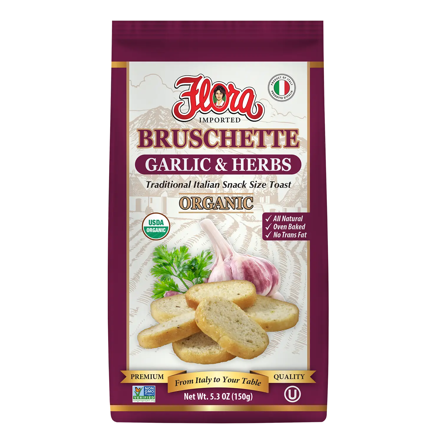 Bruschette Mini Toasts - Garlic & Herbs Organic - 5.3 oz